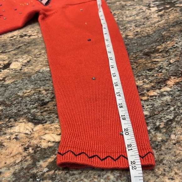 Vintage Great Cavalier Vintage Button deer patchwork knit sweater SZ S Orange - Picture 8 of 10